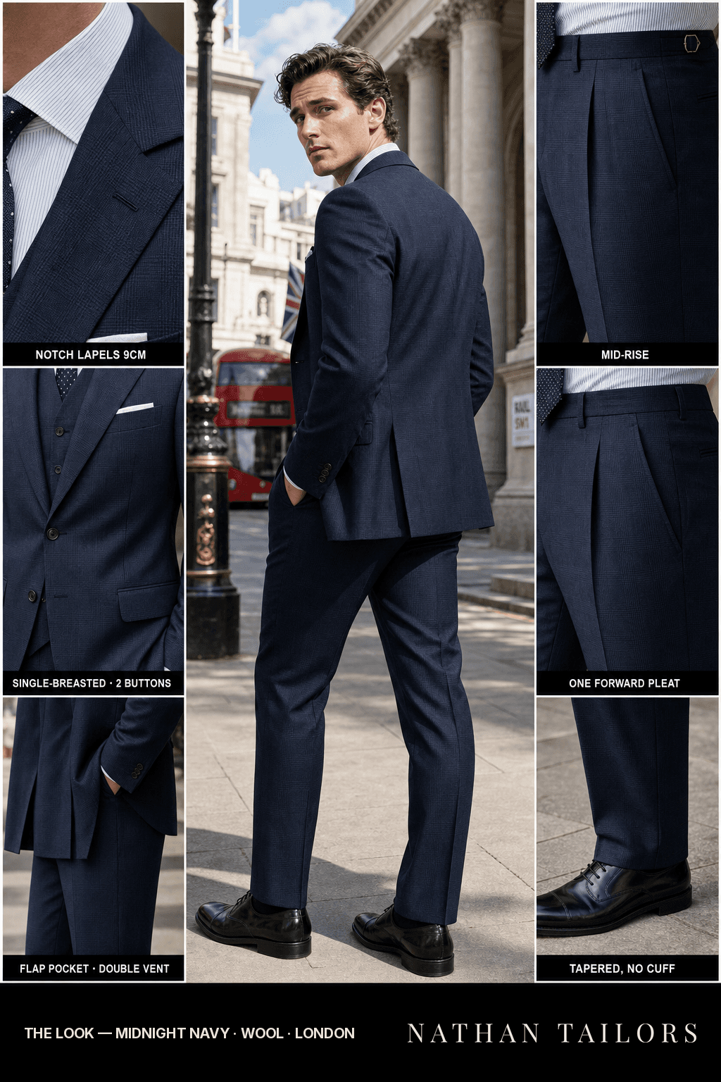 midnight navy glen_plaid single-breasted bespoke suit — custom tailored by Nathan Tailors, the Hoi An custom tailor