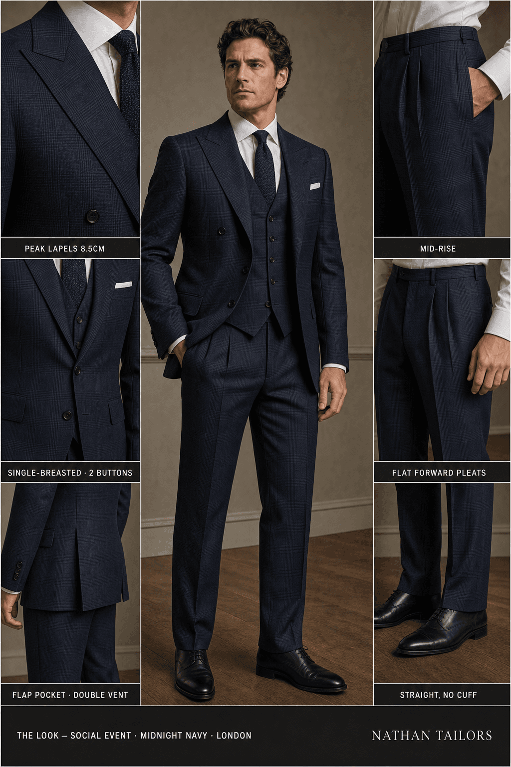 midnight navy glen_plaid single-breasted bespoke suit — custom tailored by Nathan Tailors, the Hoi An custom tailor