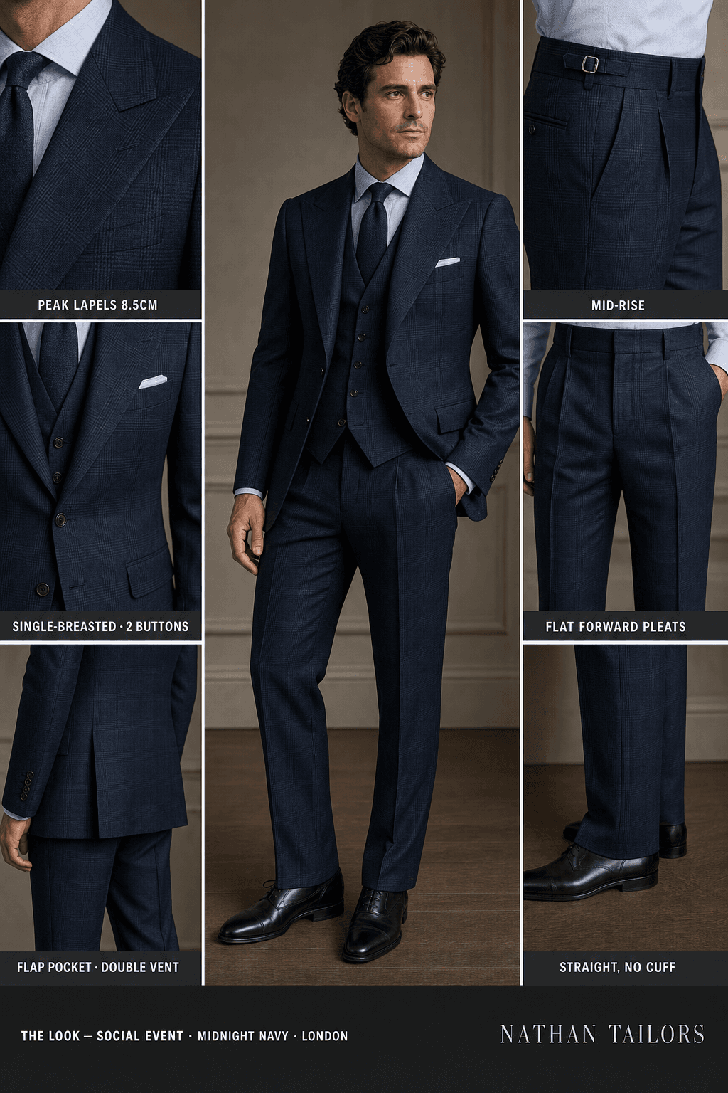 midnight navy glen_plaid single-breasted bespoke suit — custom tailored by Nathan Tailors, the Hoi An custom tailor