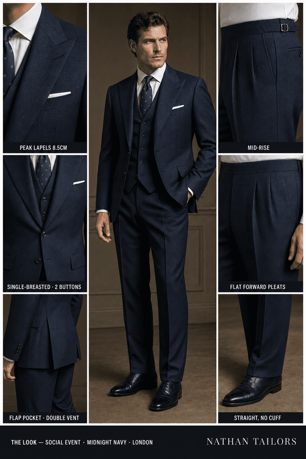 midnight navy glen_plaid single-breasted bespoke suit — custom tailored by Nathan Tailors, the Hoi An custom tailor