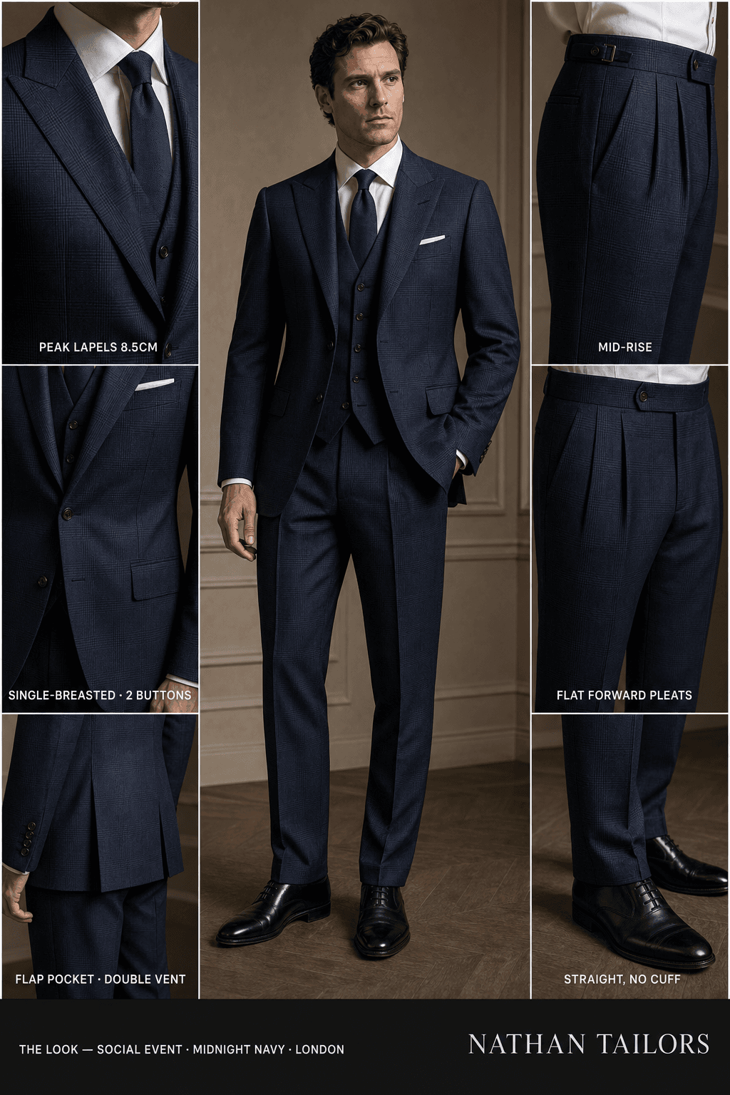 midnight navy glen_plaid single-breasted bespoke suit — custom tailored by Nathan Tailors, the Hoi An custom tailor
