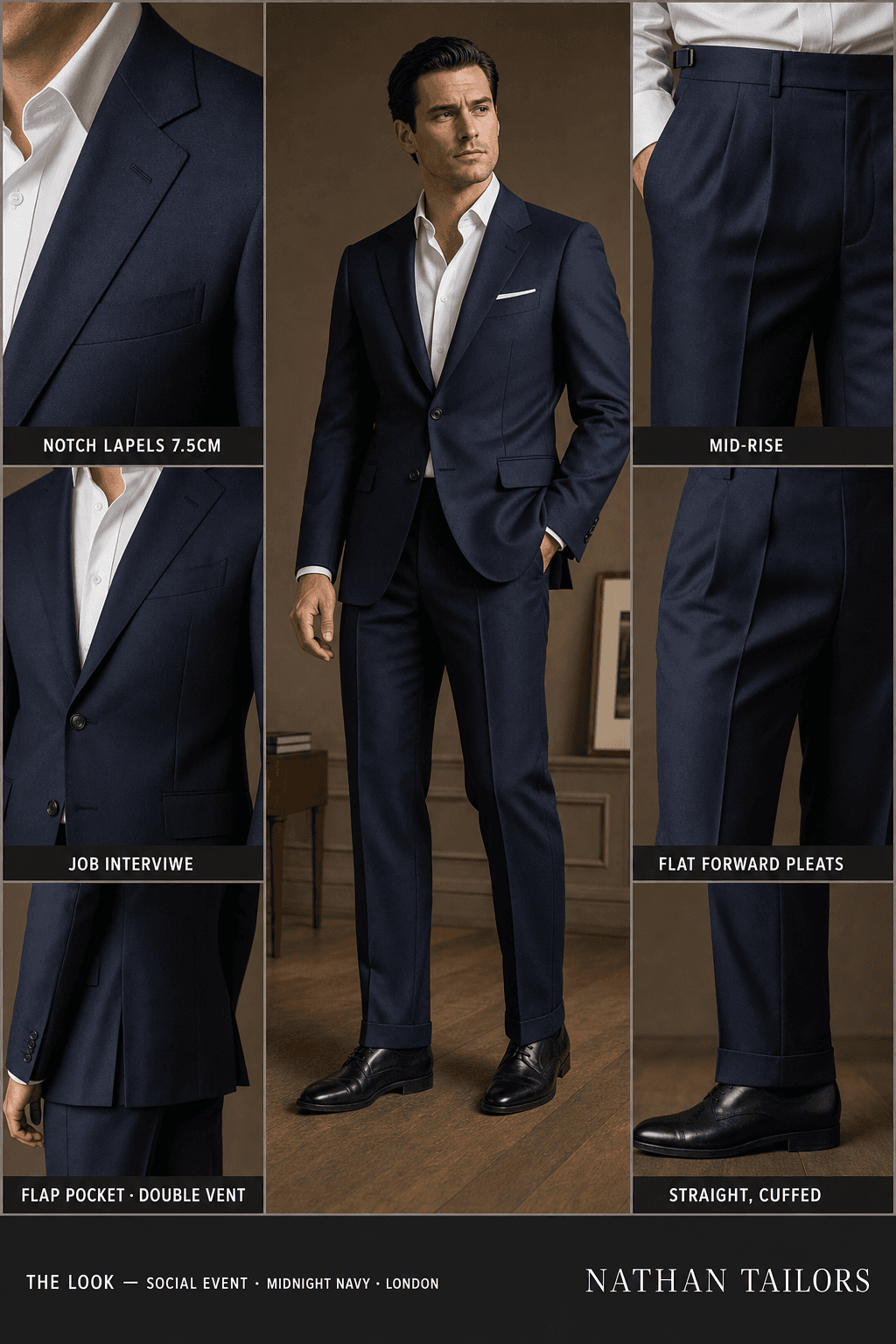 midnight navy single-breasted bespoke suit — custom tailored by Nathan Tailors, the Hoi An custom tailor