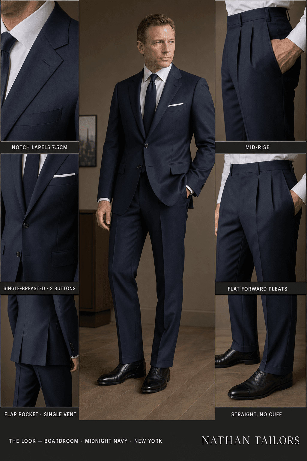 Your midnight navy single-breasted suit
