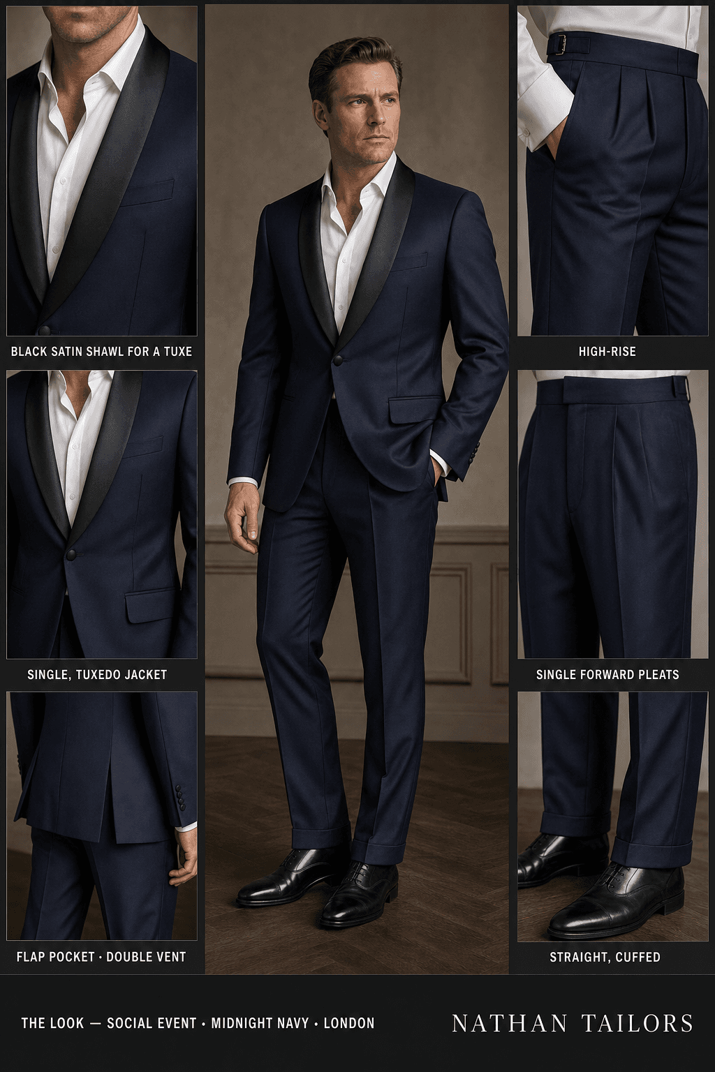 midnight navy single-breasted bespoke suit — custom tailored by Nathan Tailors, the Hoi An custom tailor