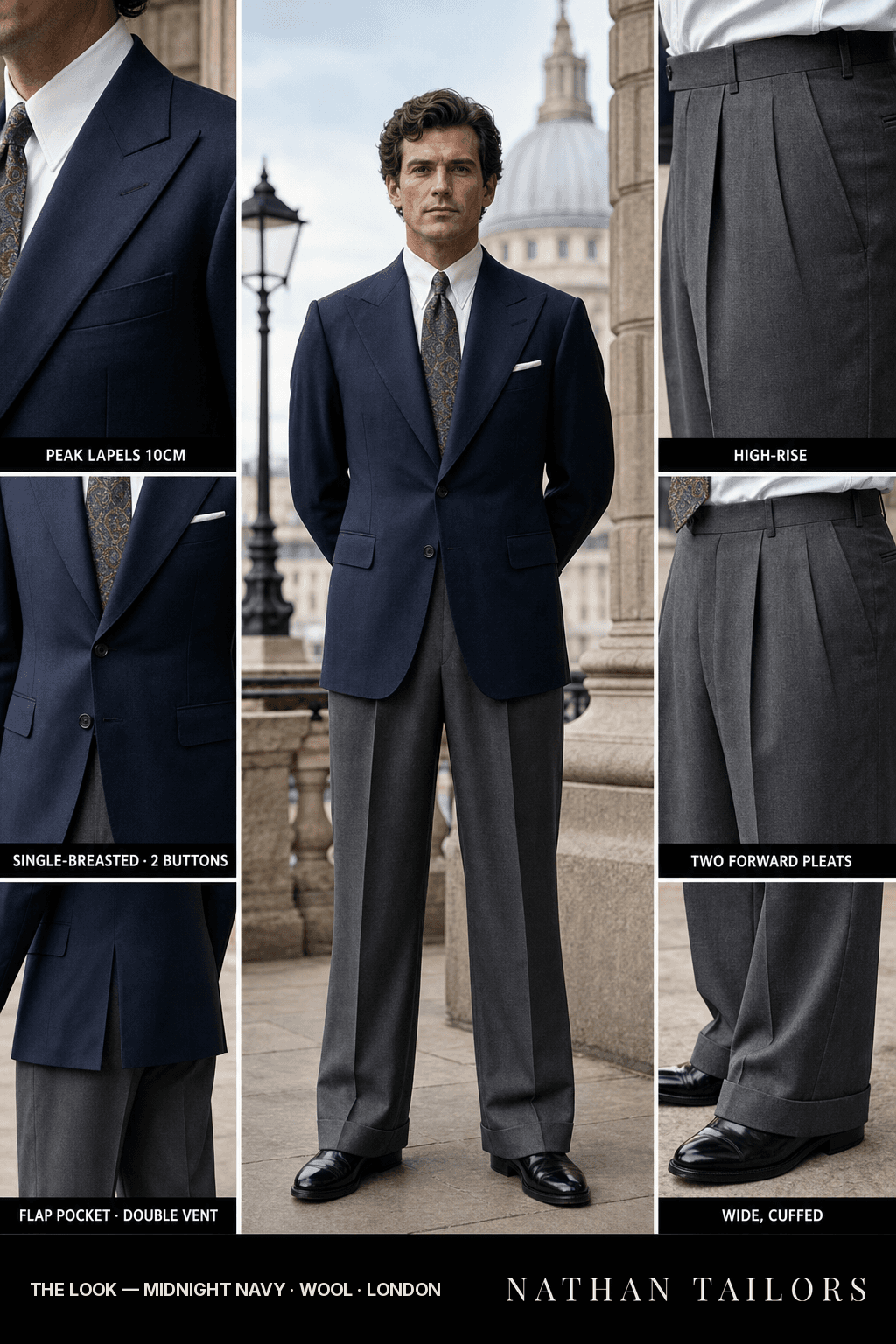 midnight navy single-breasted bespoke suit — custom tailored by Nathan Tailors, the Hoi An custom tailor