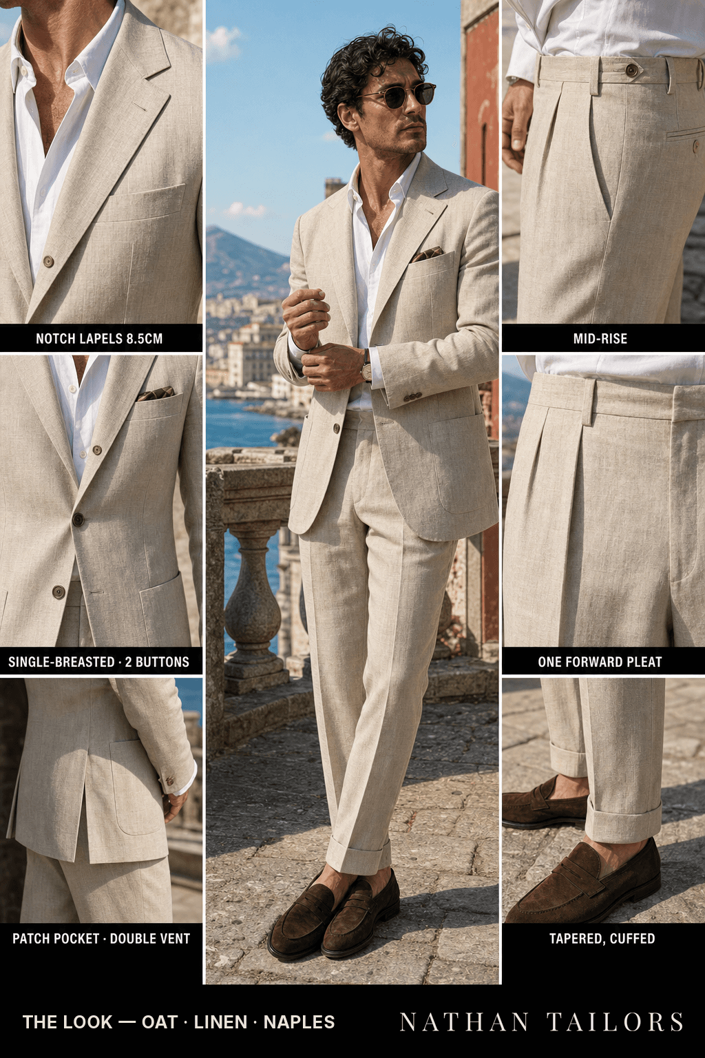 oat single-breasted bespoke suit — custom tailored by Nathan Tailors, the Hoi An custom tailor