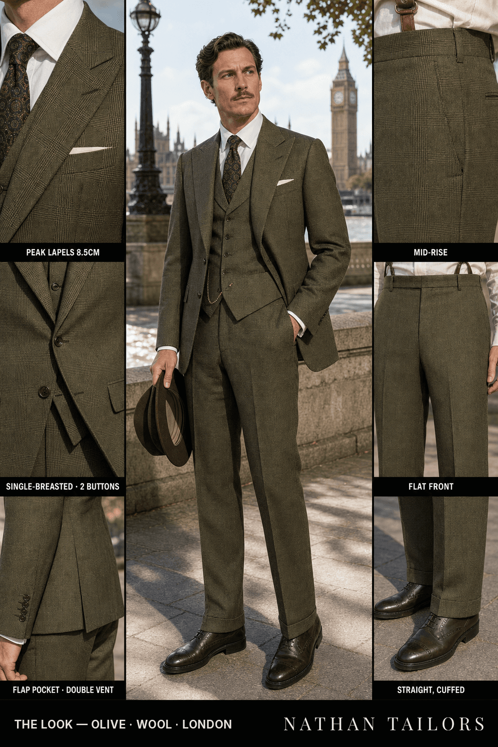 olive glen_plaid single-breasted bespoke suit — custom tailored by Nathan Tailors, the Hoi An custom tailor