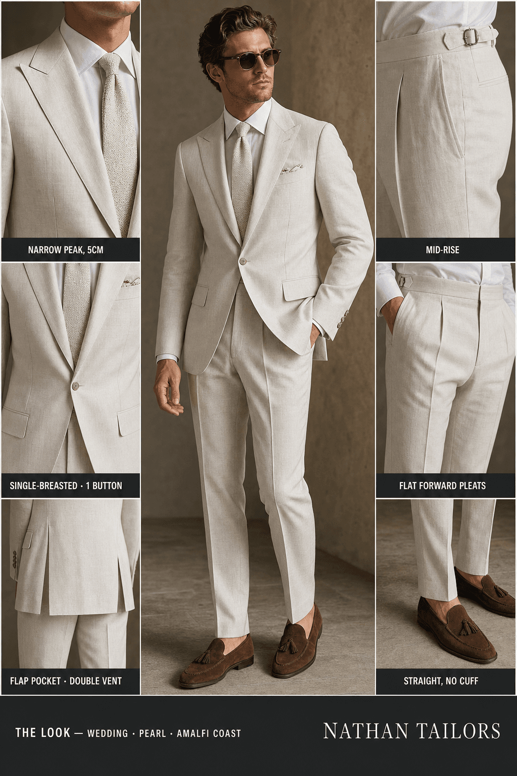 pearl single-breasted bespoke suit — custom tailored by Nathan Tailors, the Hoi An custom tailor