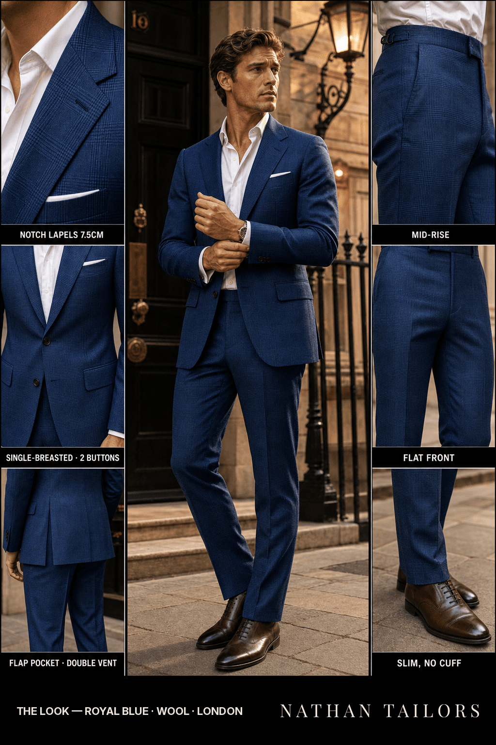 royal blue glen_plaid single-breasted bespoke suit — custom tailored by Nathan Tailors, the Hoi An custom tailor
