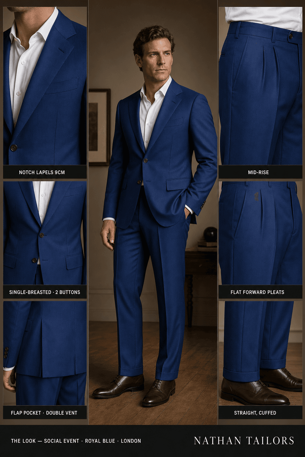 royal blue single-breasted bespoke suit — custom tailored by Nathan Tailors, the Hoi An custom tailor