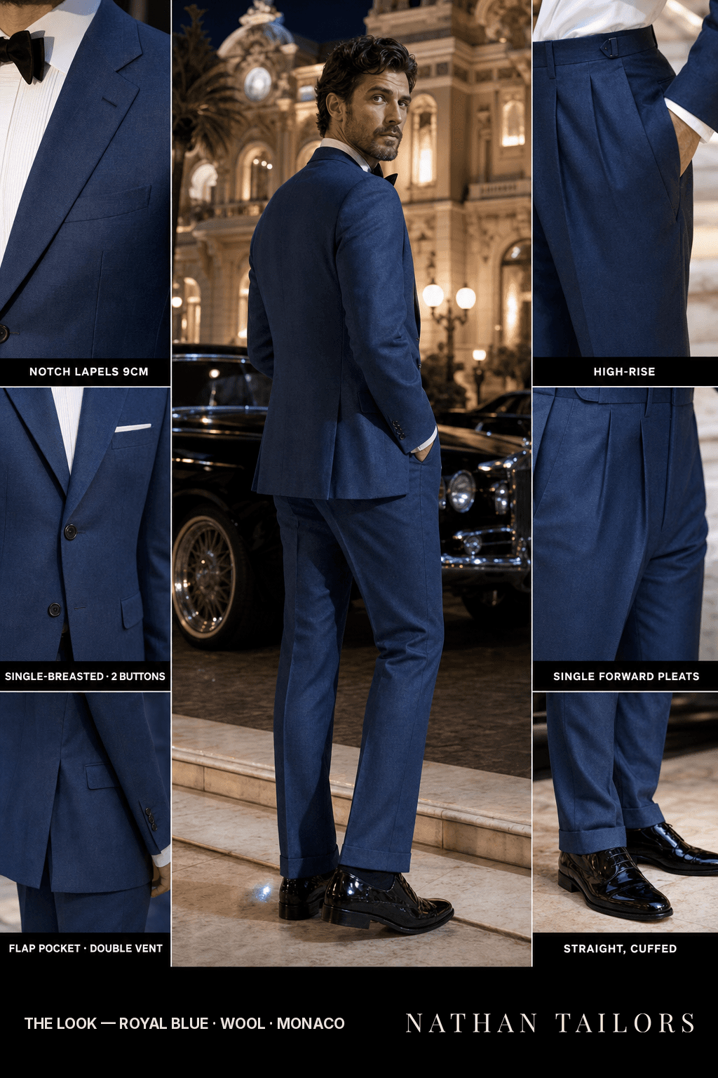 royal blue single-breasted bespoke suit — custom tailored by Nathan Tailors, the Hoi An custom tailor