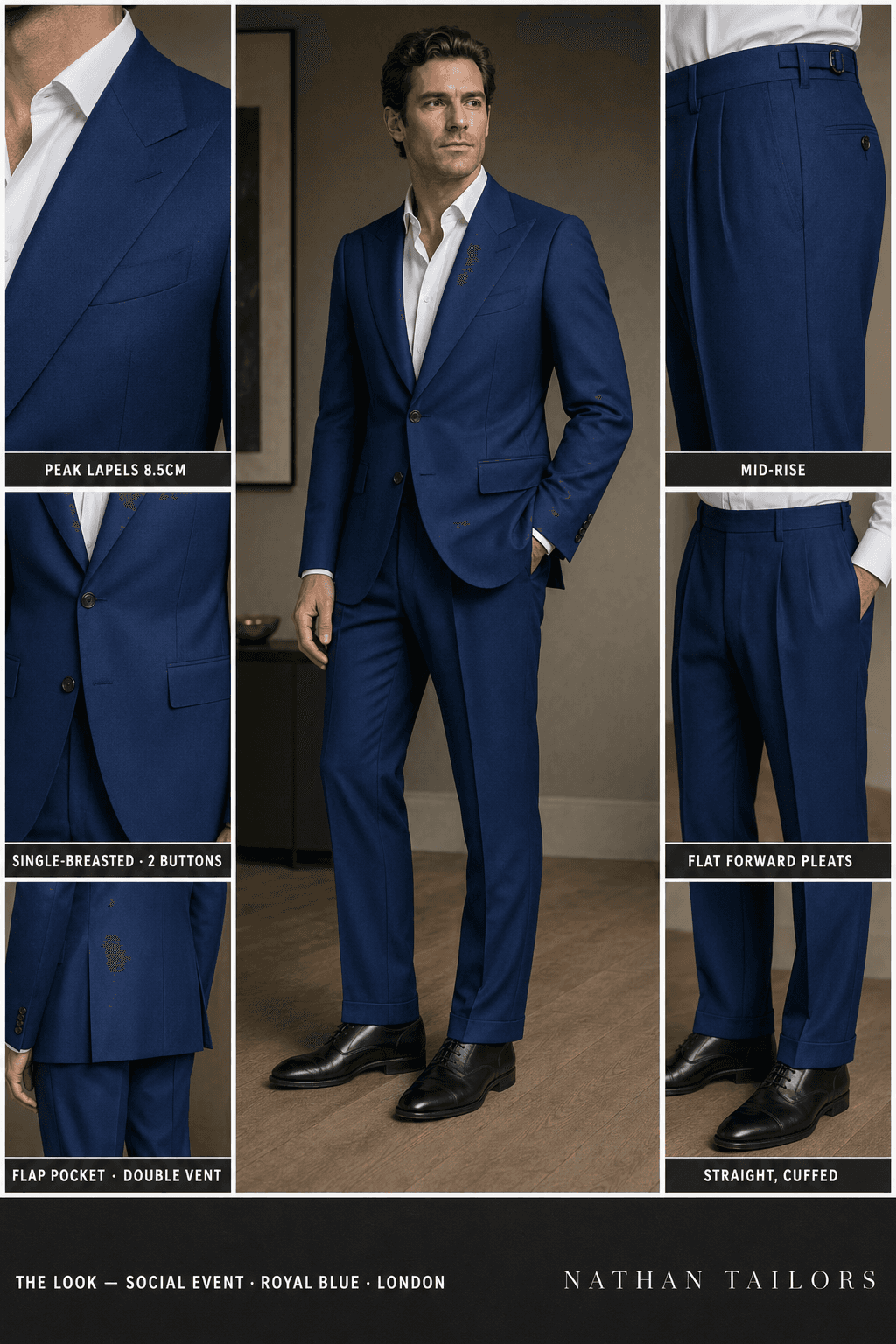 royal blue single-breasted bespoke suit — custom tailored by Nathan Tailors, the Hoi An custom tailor