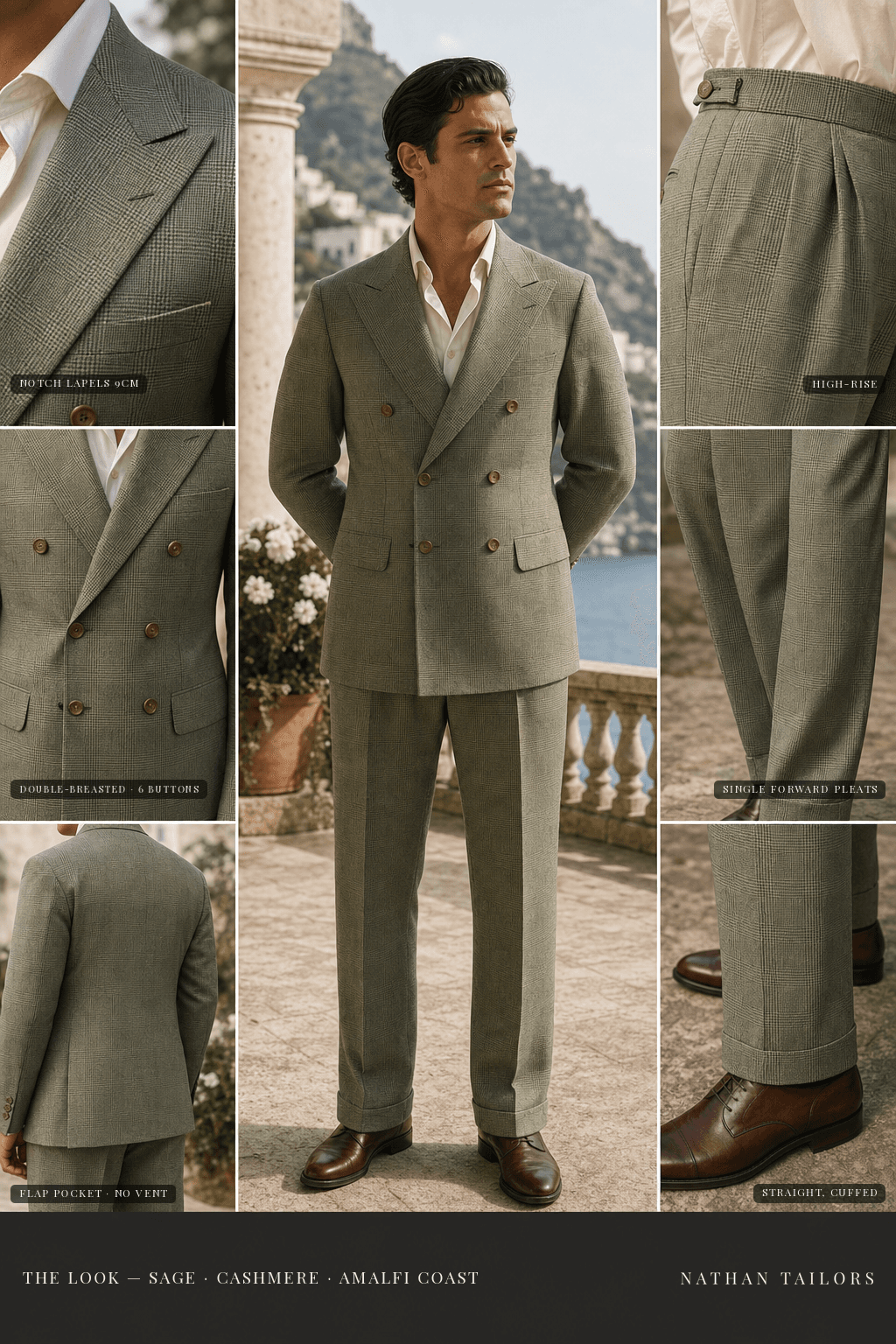 sage glen_plaid double-breasted bespoke suit — custom tailored by Nathan Tailors, the Hoi An custom tailor