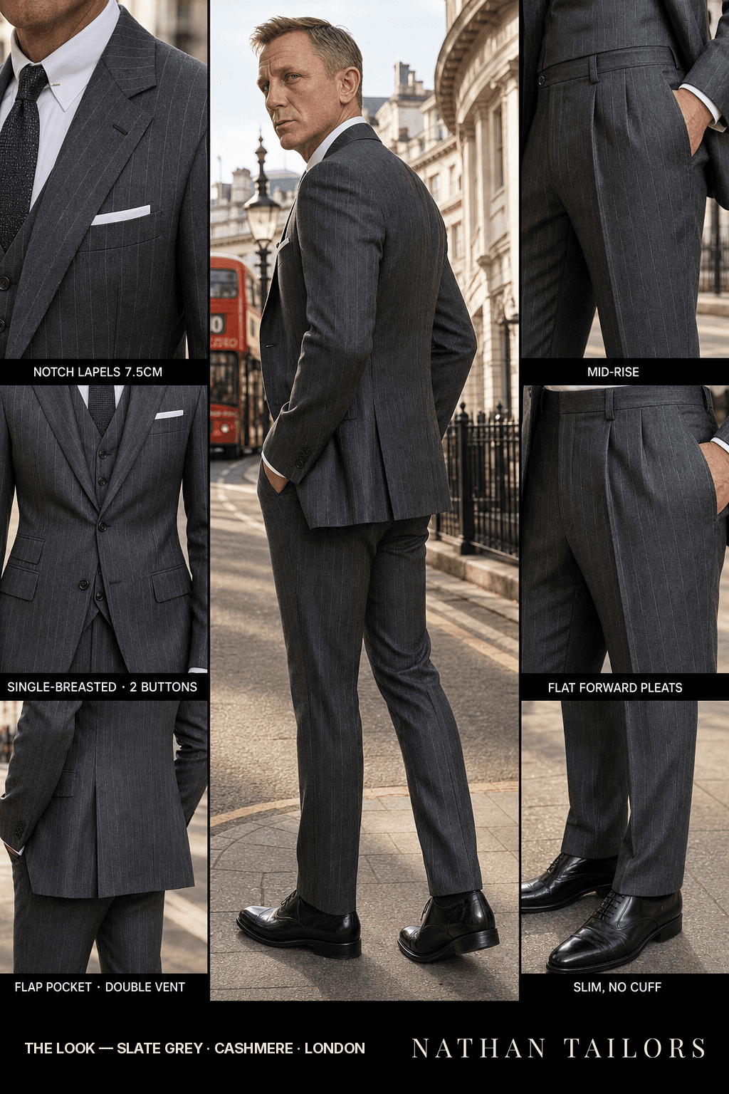 slate grey pinstripe single-breasted bespoke suit — custom tailored by Nathan Tailors, the Hoi An custom tailor