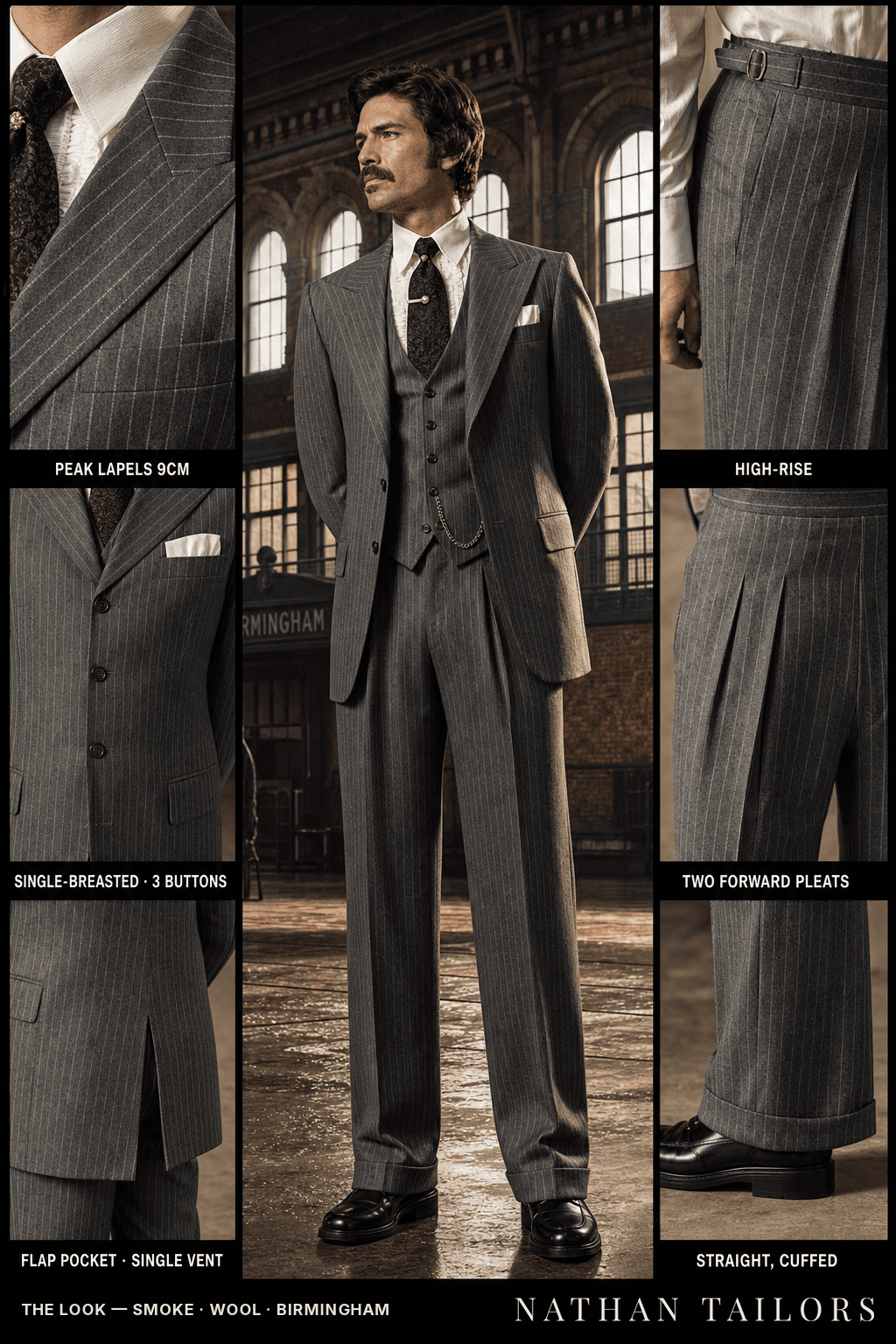 smoke chalk_stripe single-breasted bespoke suit — custom tailored by Nathan Tailors, the Hoi An custom tailor
