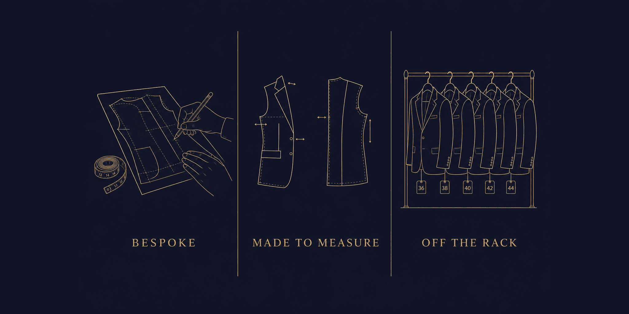 Bespoke vs Made-to-Measure vs Off-the-Rack: What's Actually Different (2026) — bespoke and custom tailored suit buying guide by Nathan Tailors, the Hoi An custom tailor