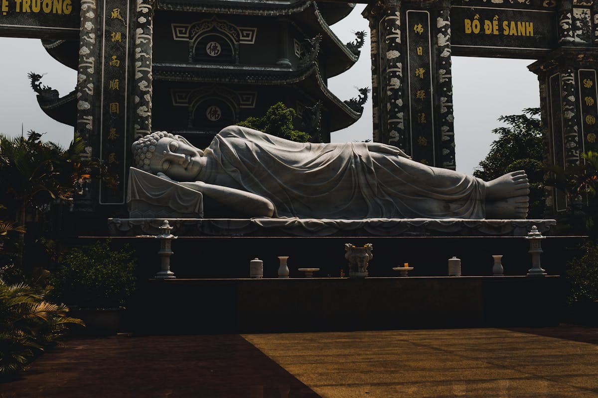 The towering white Lady Buddha statue at Linh Ung Pagoda on Son Tra Peninsula overlooking the Da Nang coastline