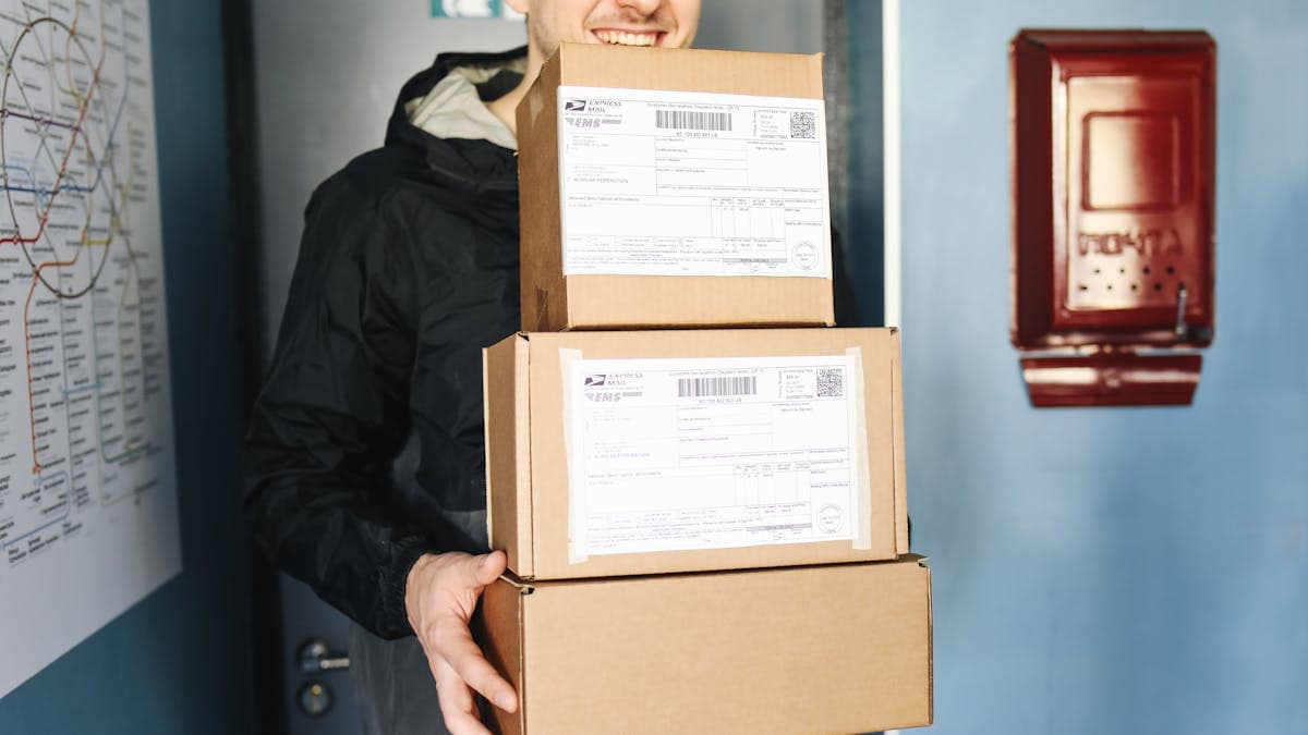 A carefully packaged garment ready for international shipping