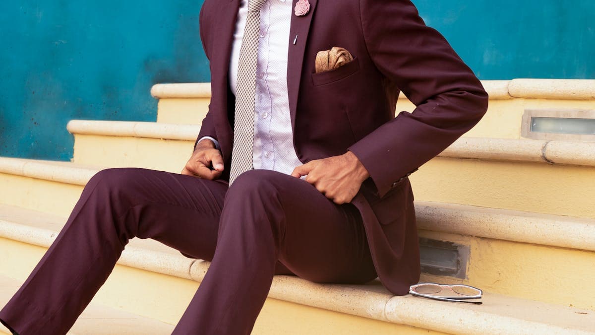 Bold retro-styled disco suit with wide lapels -- the Harry Styles aesthetic custom-made for under $300