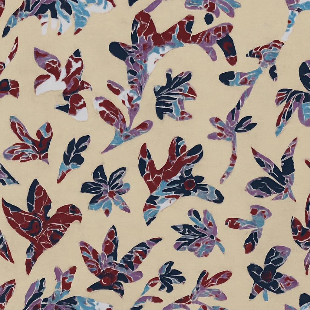 Cotton Beige-Maroon Floral Casual Shirts Fabric — Cotton fabric swatch from Nathan Tailors, a Hoi An tailor