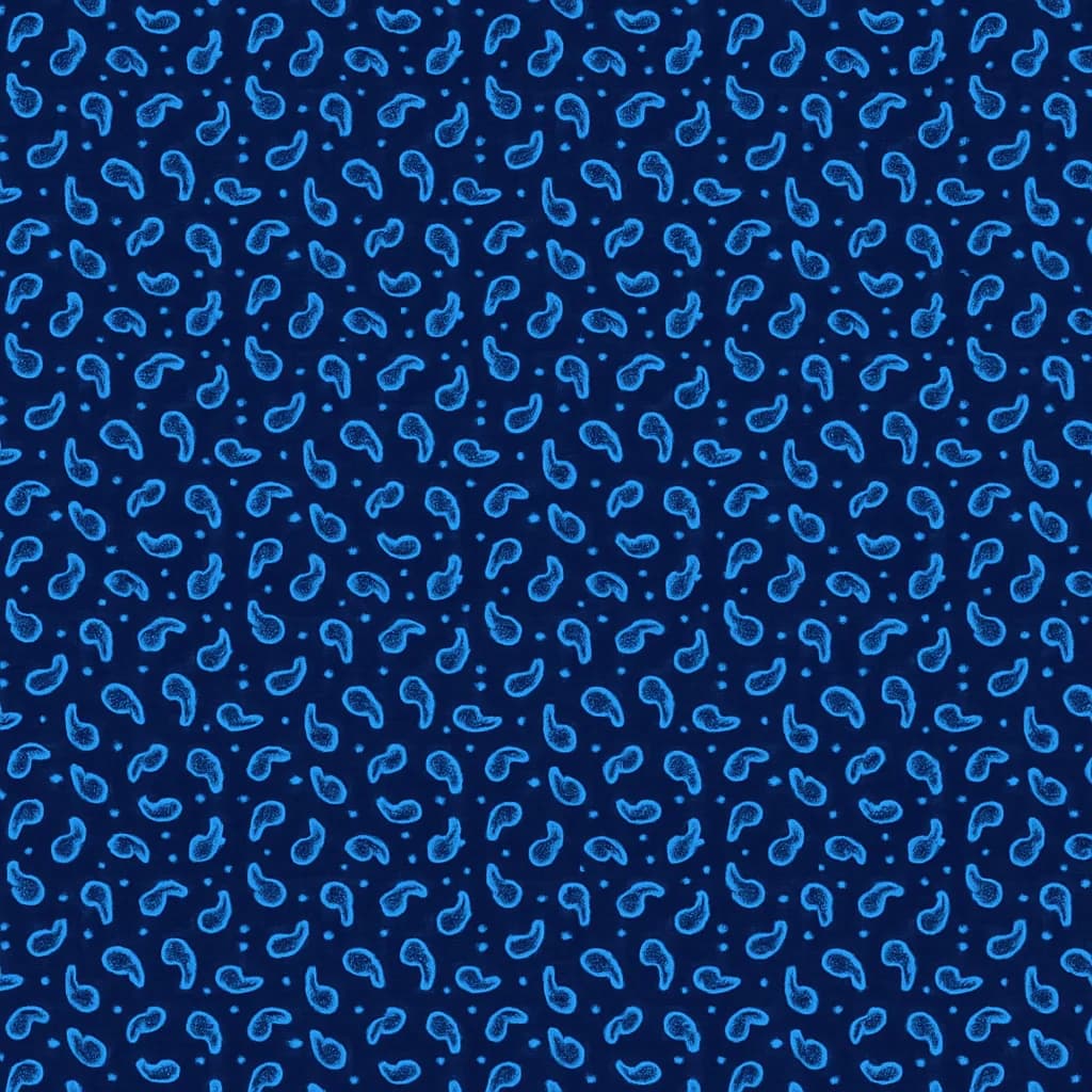 Cotton Blend Dark Blue Light Blue Paisley Casual Shirts Fabric — Cotton Blend fabric swatch from a Hoi An tailor