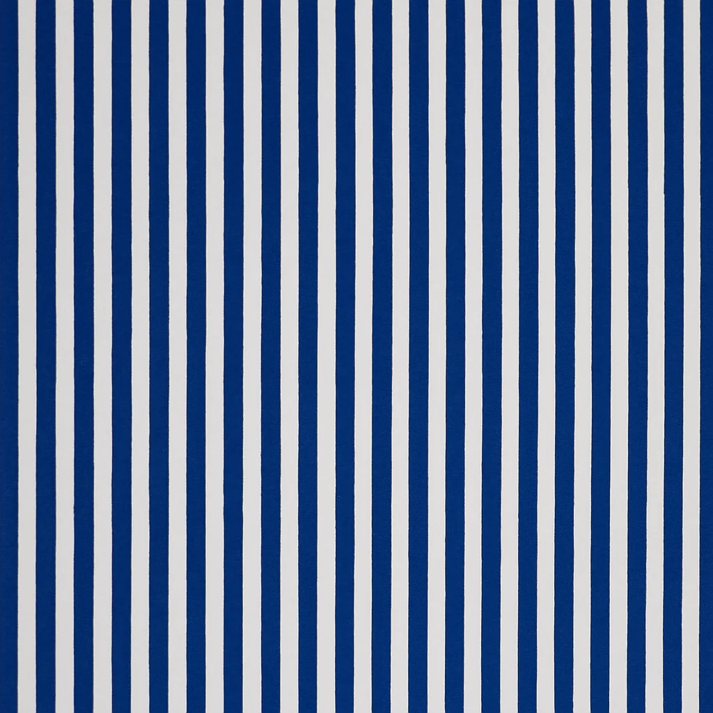 Cotton Blend White Deep Blue Striped Business Suiting Fabric — Cotton Blend fabric swatch from Nathan Tailors, a Hoi An tailor