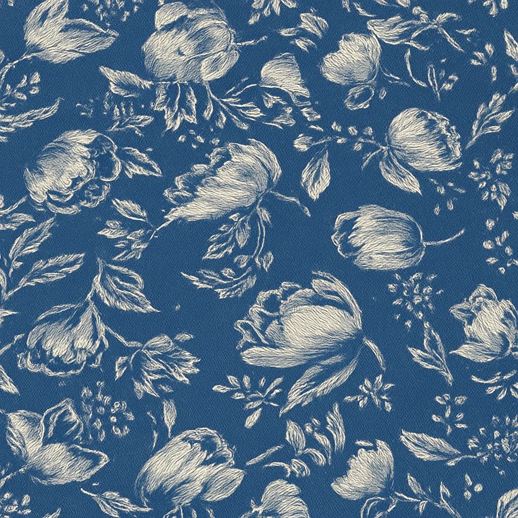 Silk Blend Deep Blue Floral Evening Wear Fabric — Silk Blend fabric swatch from a Hoi An tailor