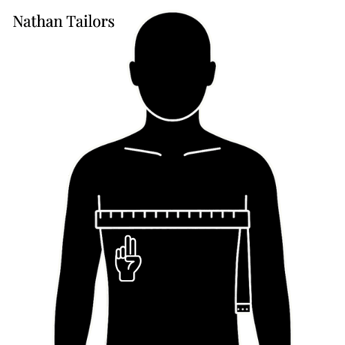 Nathan Tailors first-generation 2D measurement diagram showing the full chest measurement on a flat illustrated silhouette