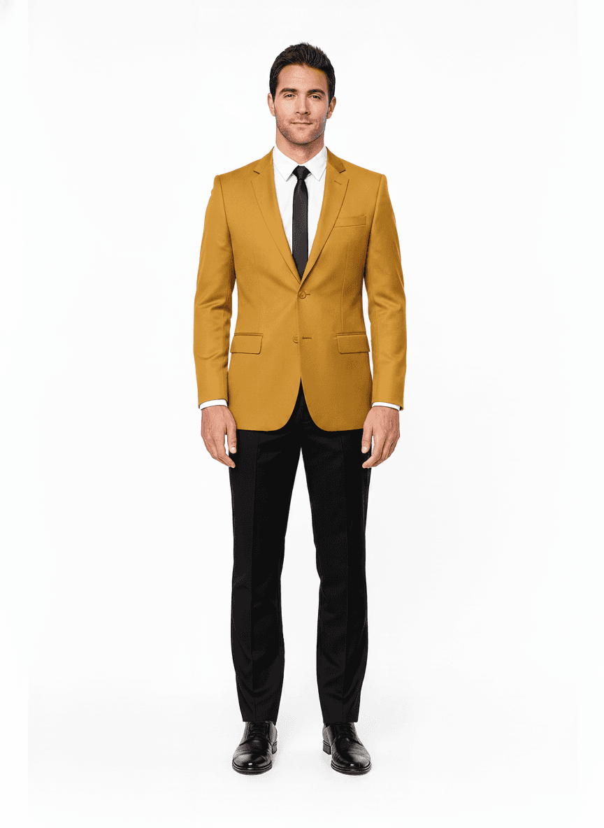 Organic Cotton Gold Solid Business Suiting Fabric on jacket — Nathan Tailors Hoi An tailor