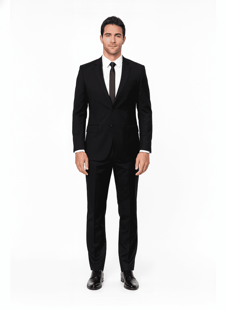 Cotton Pastel Blue White Striped Dress Shirts Fabric on full suit — AI-rendered by Nathan Tailors, a Hoi An tailor