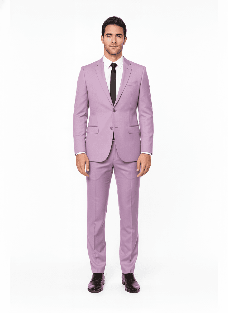 Organic Cotton Lavender Blush Solid Business Suits Fabric on full suit — AI-rendered by Nathan Tailors, a Hoi An tailor