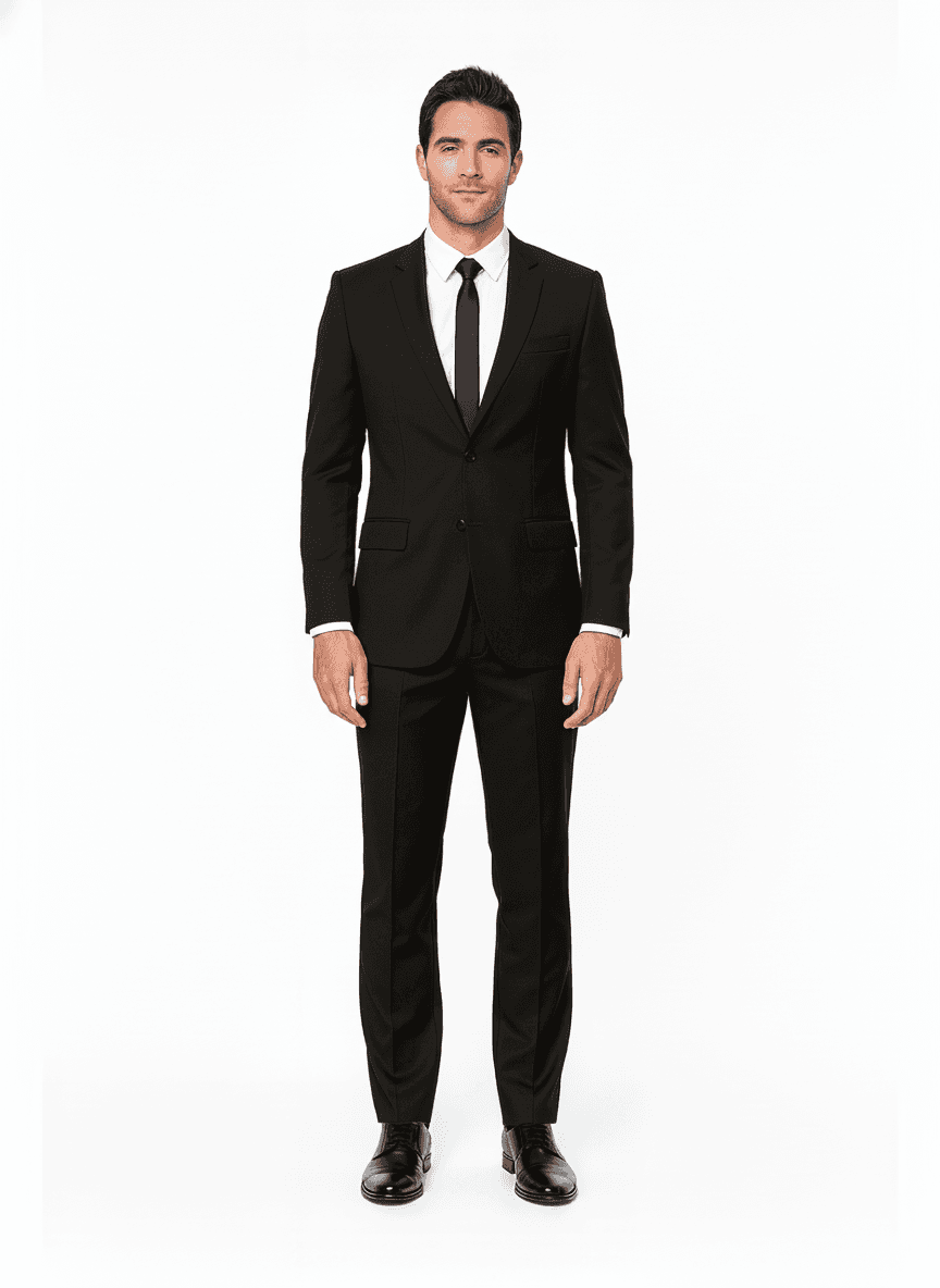 Cotton Dark Charcoal Slate Gray Solid Business Suits Fabric on full suit — AI-rendered by Nathan Tailors, a Hoi An tailor