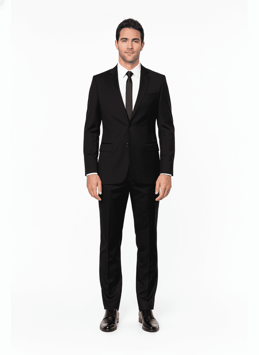 Cotton Deep Navy Solid Business Suiting Fabric on jacket — AI-rendered by Nathan Tailors, a Hoi An tailor