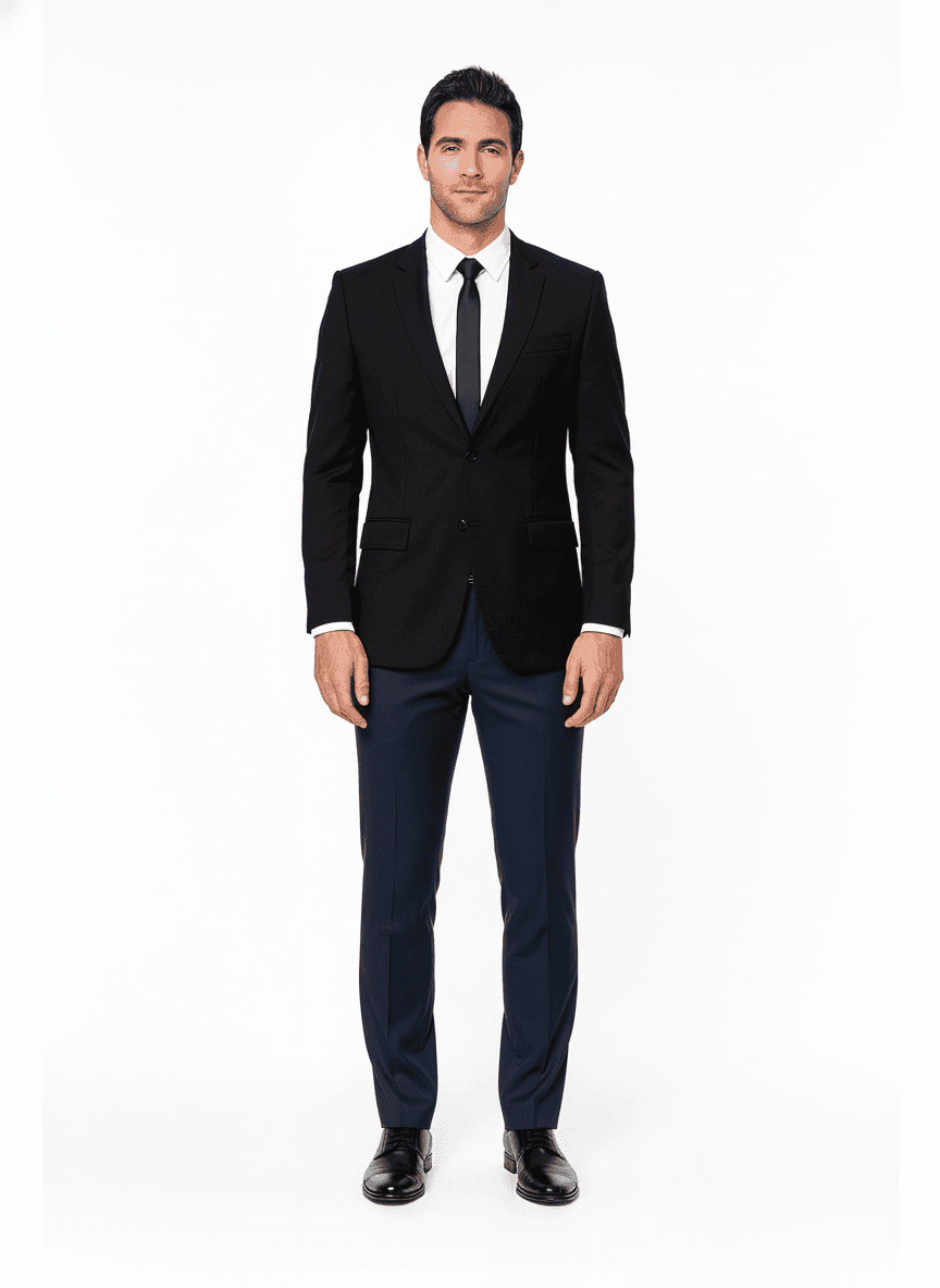 Cotton Dark Navy Solid Business Suiting Fabric on pants — Nathan Tailors Hoi An tailor