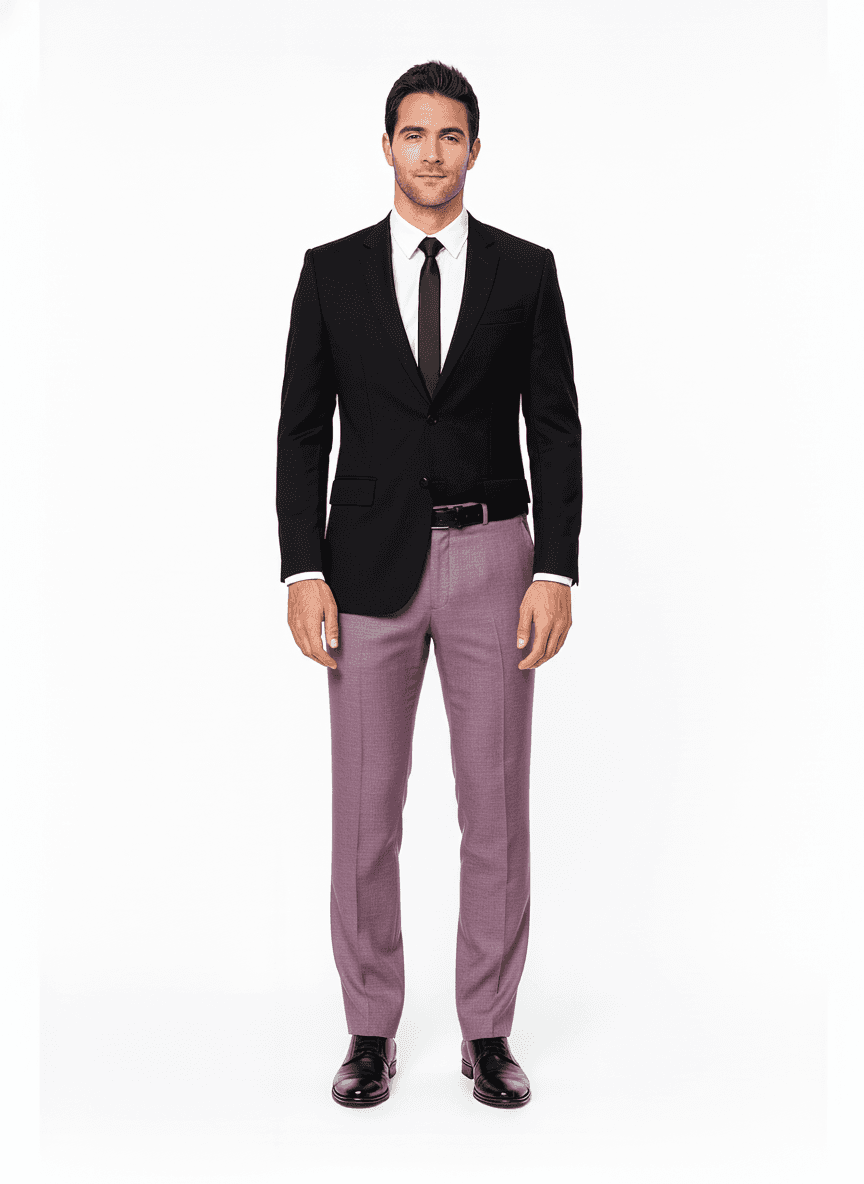 Linen Orchid Solid Casual Shirts Fabric on pants — AI-rendered by Nathan Tailors, a Hoi An tailor