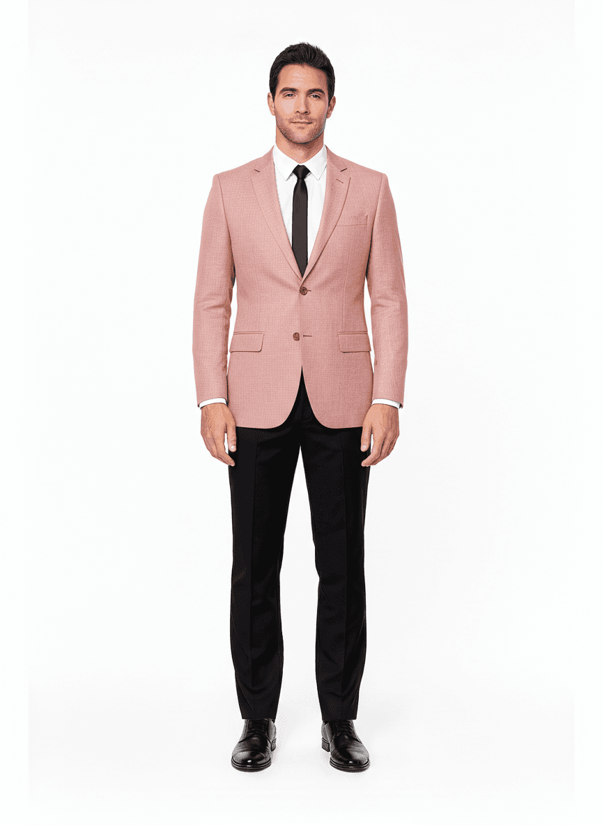 Linen Blush Pink Solid Casual Shirt Fabric on jacket — AI-rendered by Nathan Tailors, a Hoi An tailor