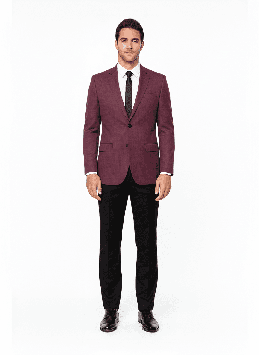 Linen Plum Solid Casual Shirt Fabric on jacket — AI-rendered by Nathan Tailors, a Hoi An tailor