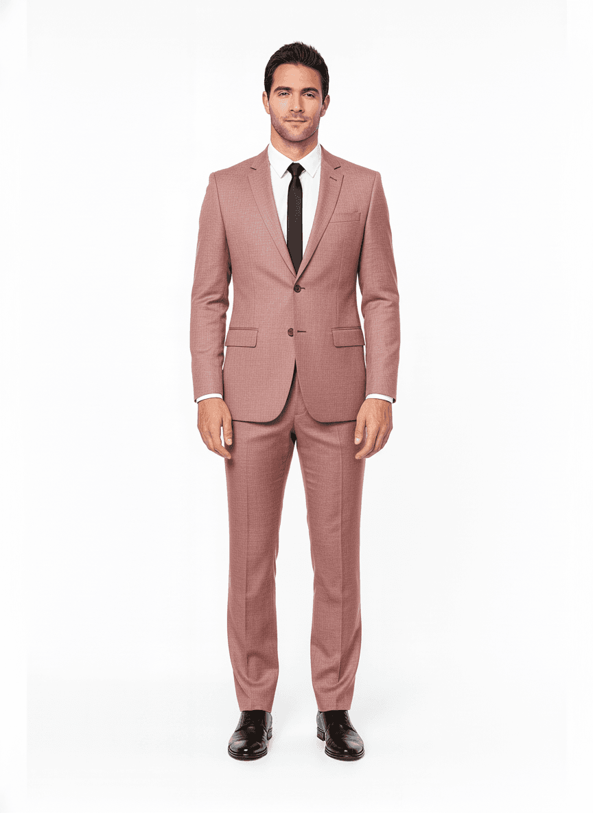 Linen Dusty Rose Solid Casual Blazers Fabric on full suit — AI-rendered by Nathan Tailors, a Hoi An tailor