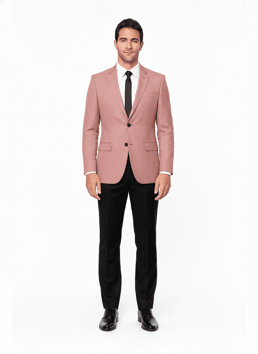 Linen Dusty Rose Solid Casual Blazers Fabric on jacket — AI-rendered by Nathan Tailors, a Hoi An tailor