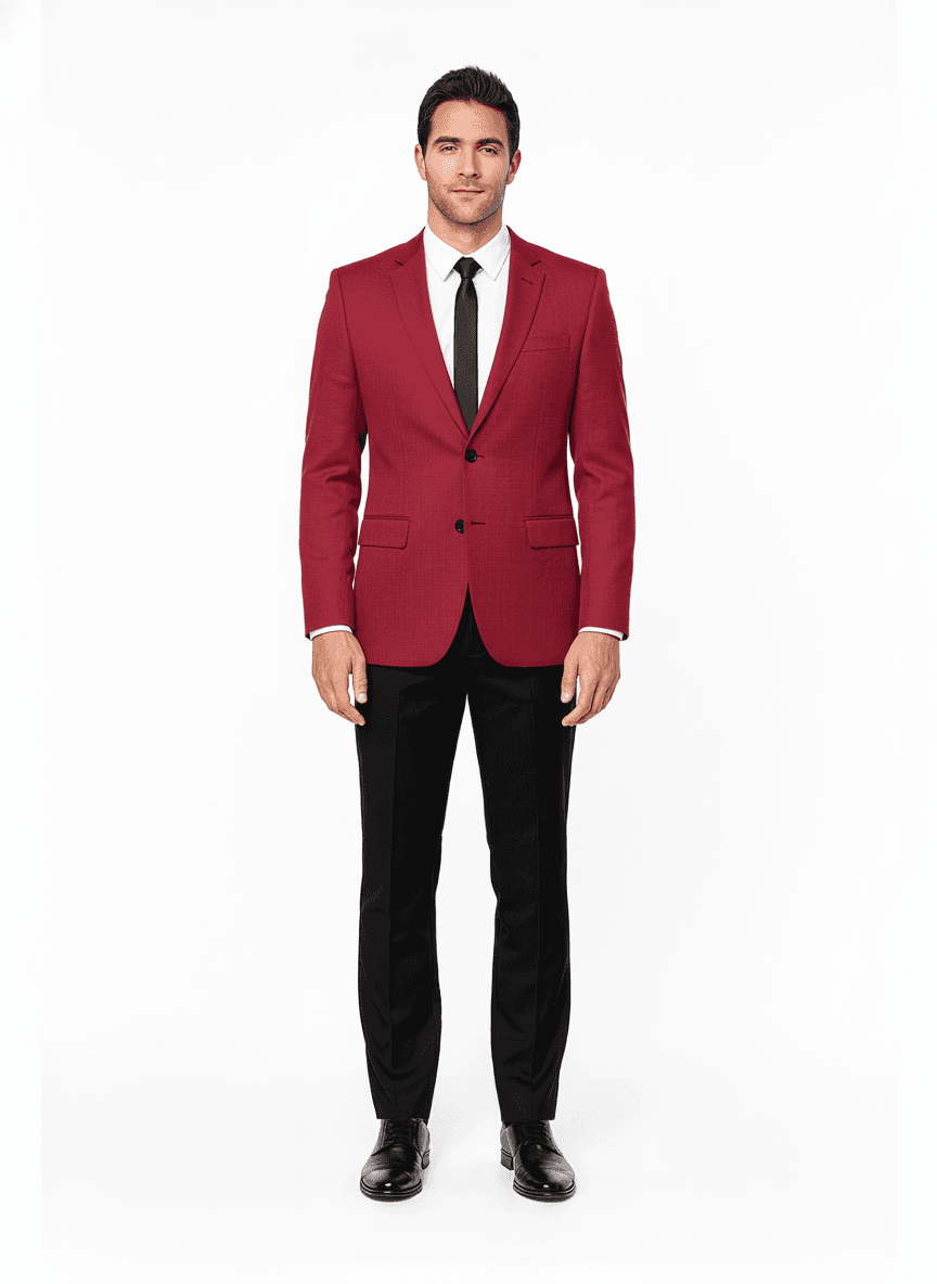 Linen Crimson Red Solid Business Suiting Fabric on jacket — Nathan Tailors Hoi An tailor
