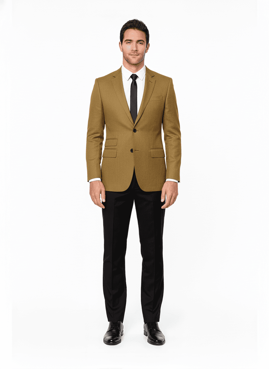 Linen Khaki Solid Business Suiting Fabric on jacket — AI-rendered by Nathan Tailors, a Hoi An tailor