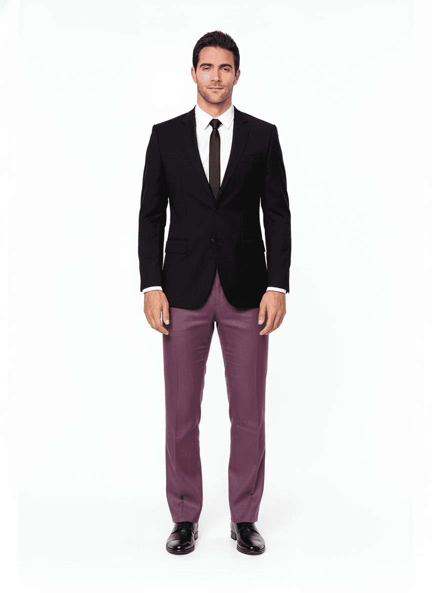 Linen Plum Solid Business Suits Fabric on pants — Nathan Tailors Hoi An tailor