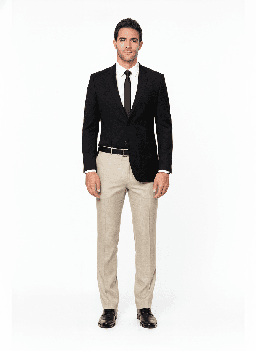 Linen Beige Solid Business Suits Fabric on pants — Nathan Tailors Hoi An tailor