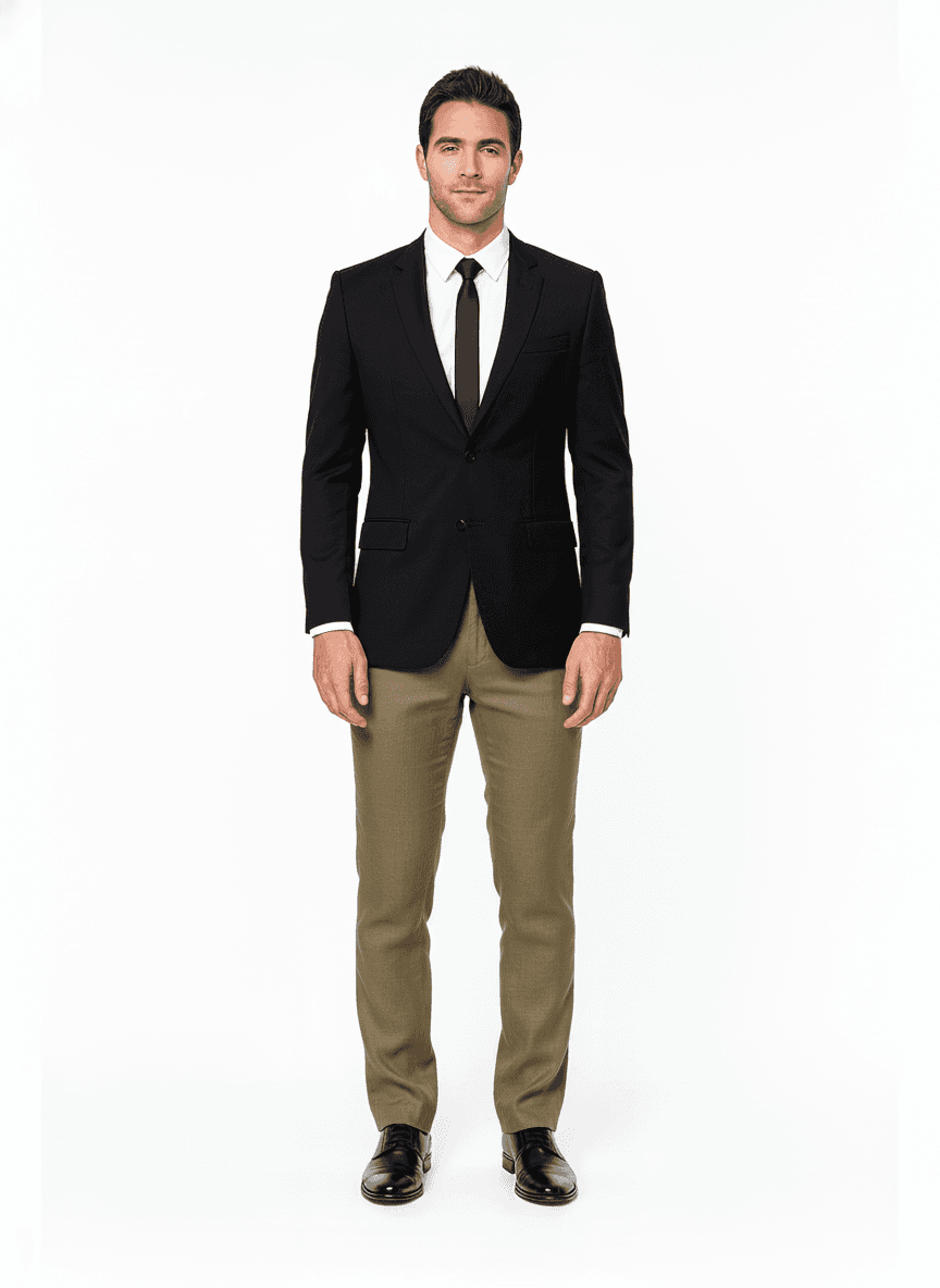 Linen Khaki Solid Casual Shirt Fabric on pants — AI-rendered by Nathan Tailors, a Hoi An tailor