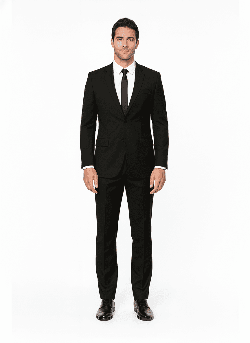 Cotton Charcoal Dark Grey Textured Business Suiting Fabric on full suit — AI-rendered by Nathan Tailors, a Hoi An tailor