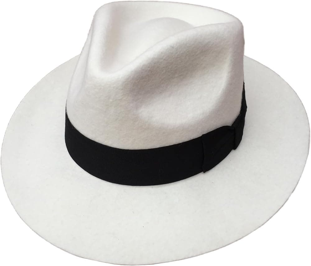 A white wool-felt fedora hat