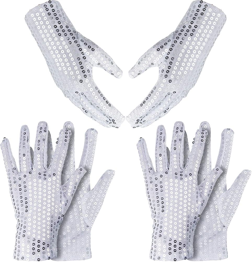A silver sequin glitter glove