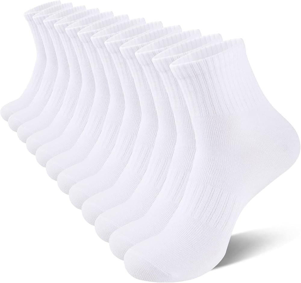 White ankle crew socks for men