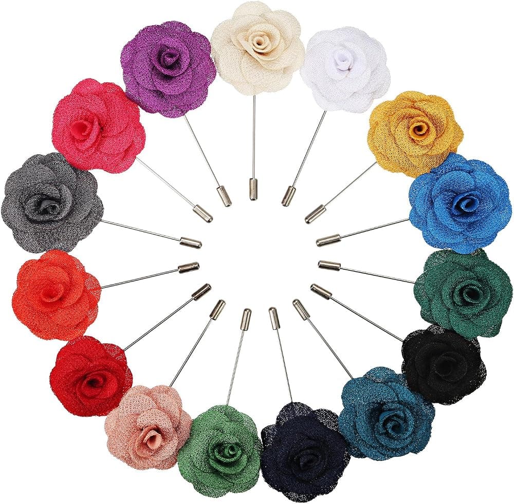 A set of fabric lapel boutonnieres