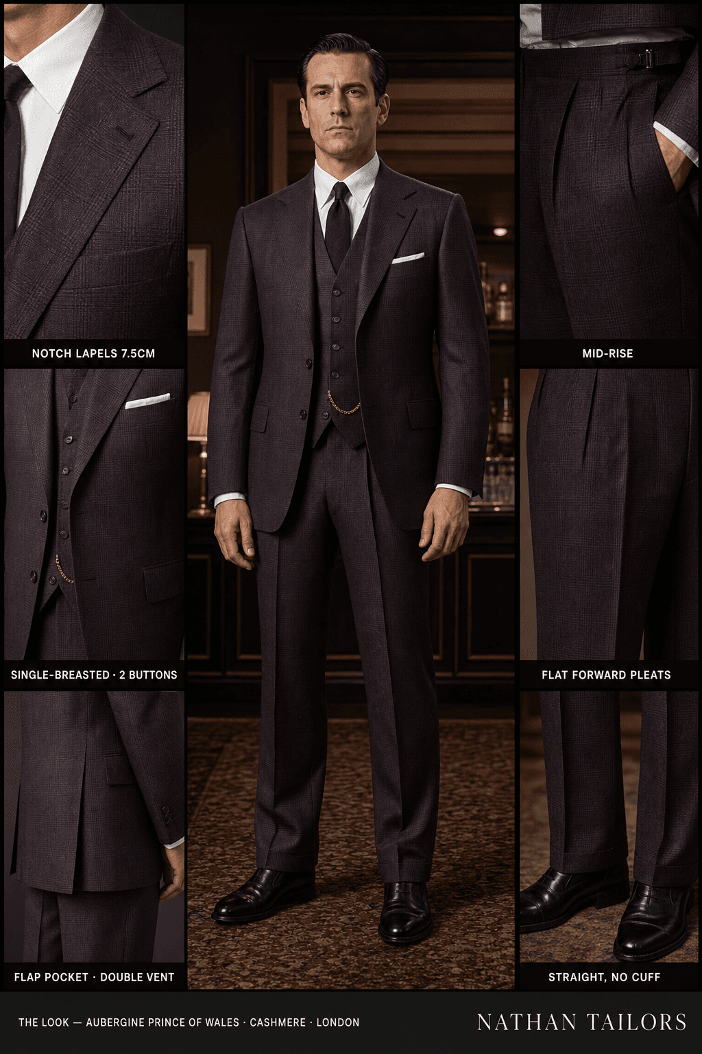 aubergine prince of wales glen_plaid single-breasted bespoke suit — custom tailored by Nathan Tailors, the Hoi An custom tailor
